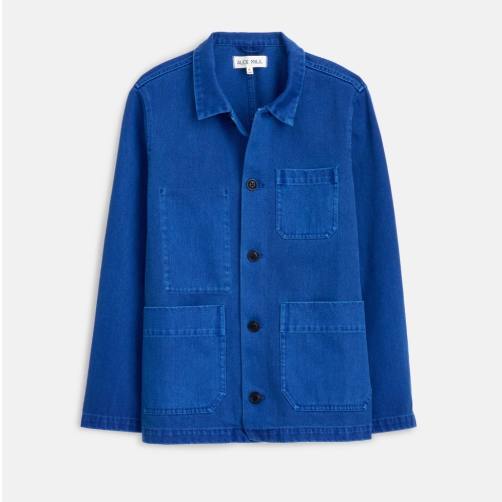 Alex Mill Britt Work Jacket in Recycled Denim, Electric Blue, size large, NWOT